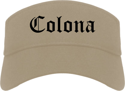 Colona Illinois IL Old English Mens Visor Cap Hat Khaki