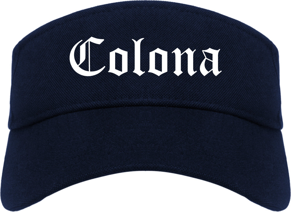 Colona Illinois IL Old English Mens Visor Cap Hat Navy Blue