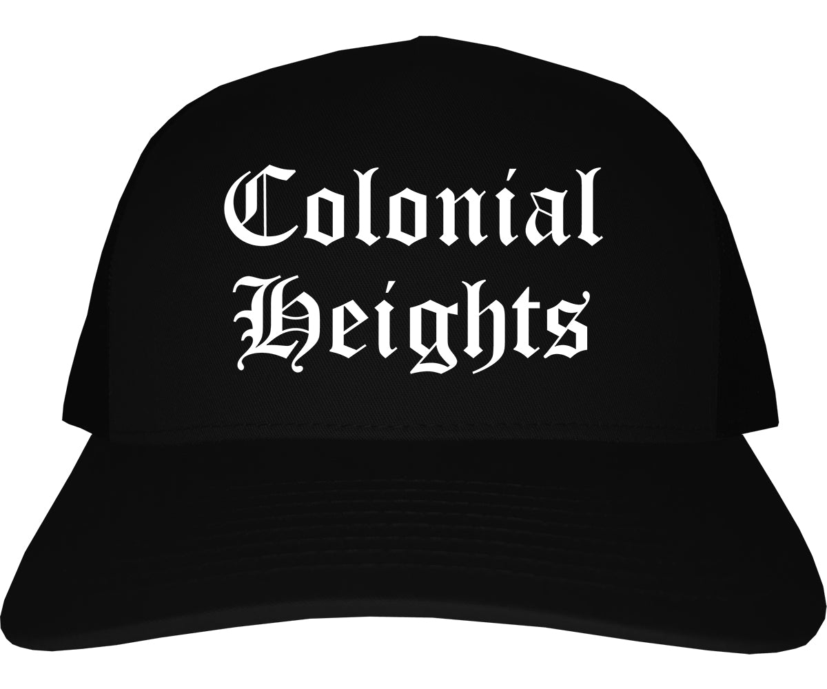 Colonial Heights Virginia VA Old English Mens Trucker Hat Cap Black