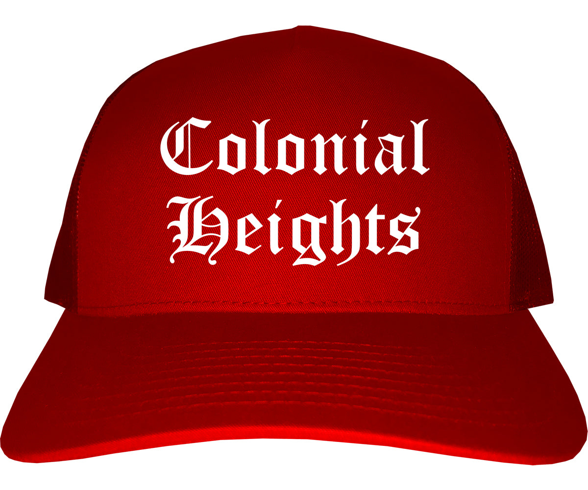 Colonial Heights Virginia VA Old English Mens Trucker Hat Cap Red