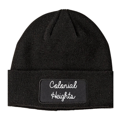 Colonial Heights Virginia VA Script Mens Knit Beanie Hat Cap Black