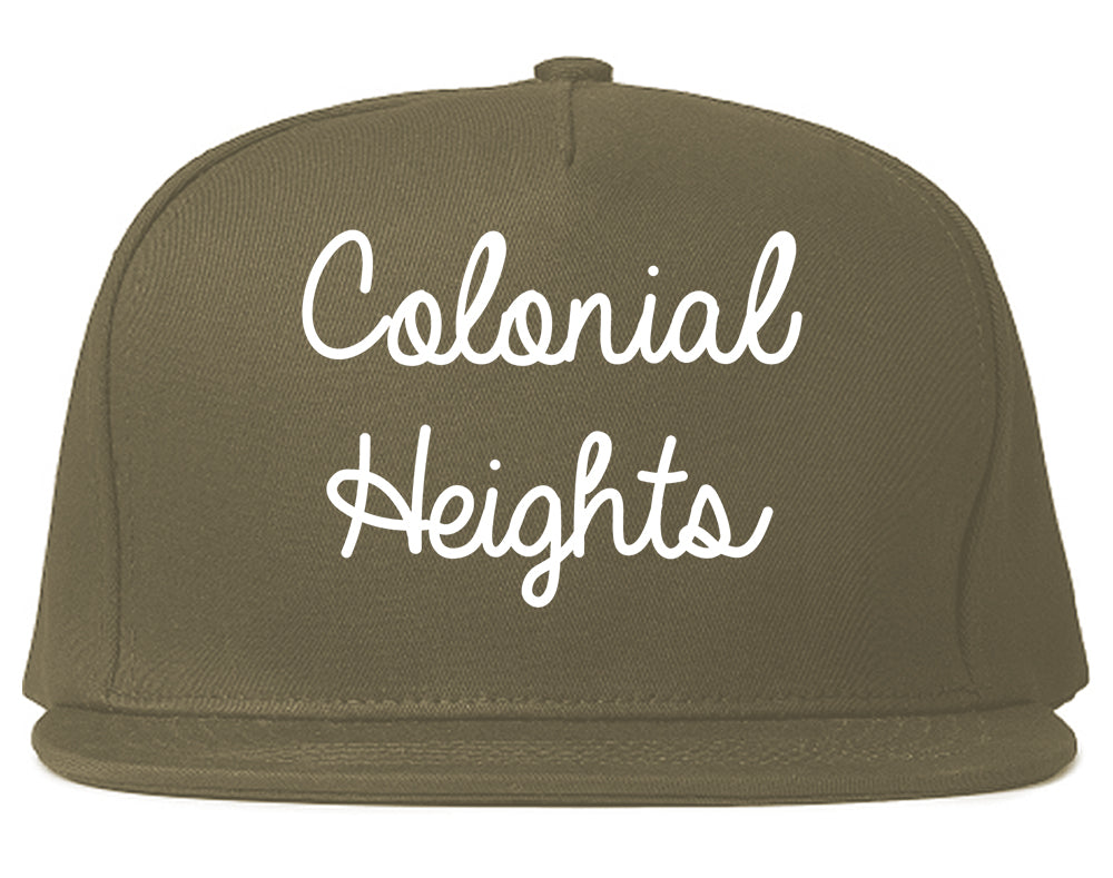 Colonial Heights Virginia VA Script Mens Snapback Hat Grey