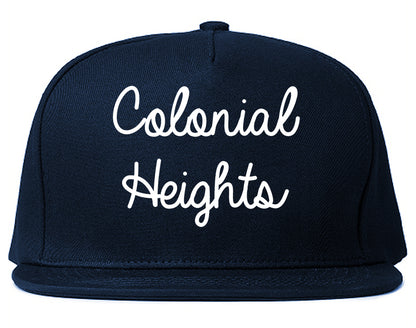 Colonial Heights Virginia VA Script Mens Snapback Hat Navy Blue