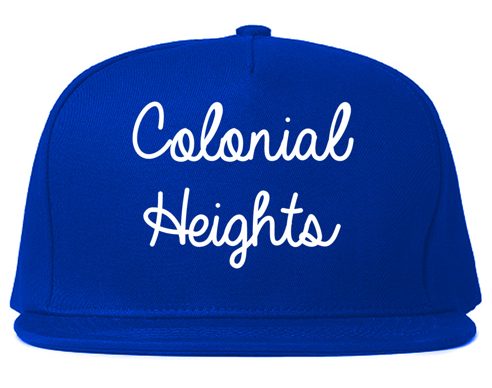 Colonial Heights Virginia VA Script Mens Snapback Hat Royal Blue