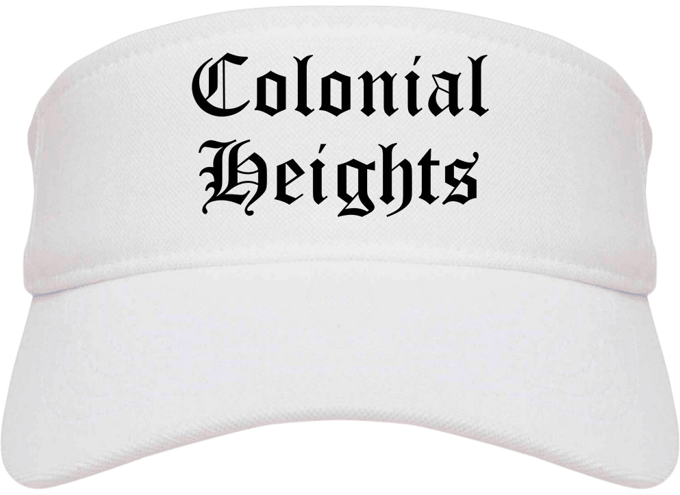 Colonial Heights Virginia VA Old English Mens Visor Cap Hat White