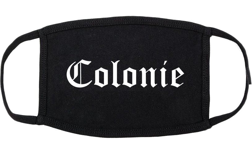 Colonie New York NY Old English Cotton Face Mask Black