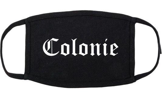 Colonie New York NY Old English Cotton Face Mask Black