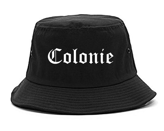 Colonie New York NY Old English Mens Bucket Hat Black