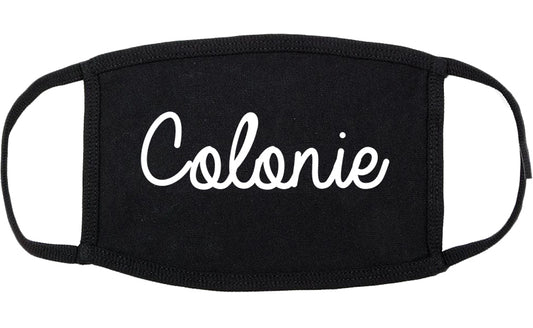 Colonie New York NY Script Cotton Face Mask Black