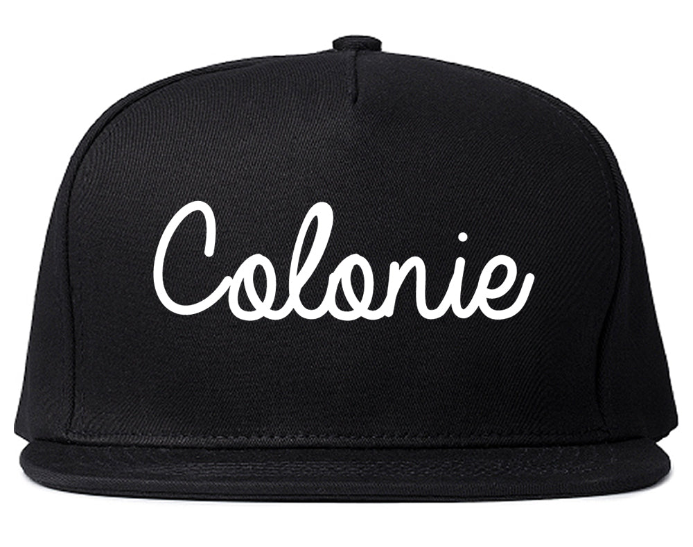 Colonie New York NY Script Mens Snapback Hat Black