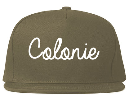 Colonie New York NY Script Mens Snapback Hat Grey