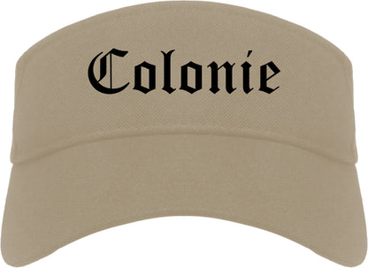 Colonie New York NY Old English Mens Visor Cap Hat Khaki