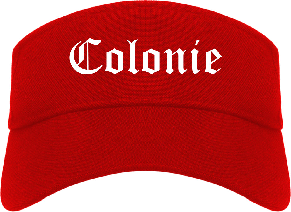 Colonie New York NY Old English Mens Visor Cap Hat Red