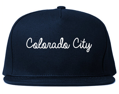 Colorado City Arizona AZ Script Mens Snapback Hat Navy Blue
