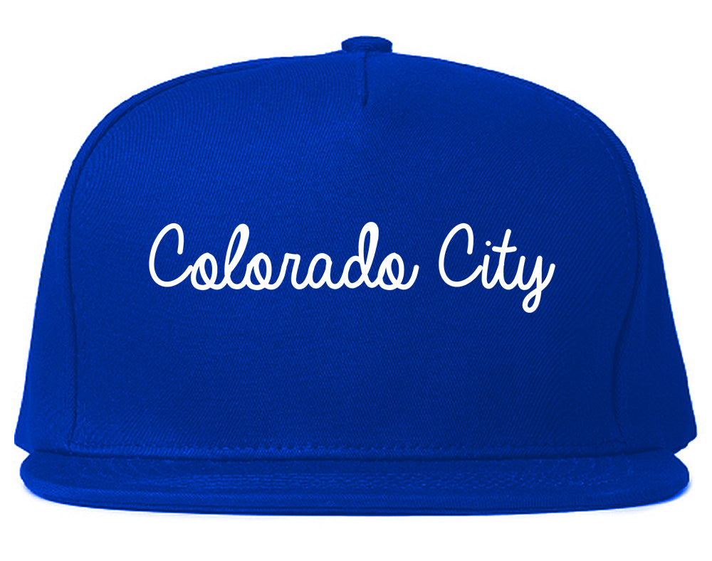 Colorado City Arizona AZ Script Mens Snapback Hat Royal Blue