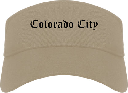 Colorado City Arizona AZ Old English Mens Visor Cap Hat Khaki