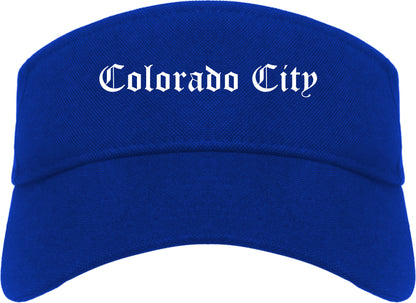Colorado City Arizona AZ Old English Mens Visor Cap Hat Royal Blue