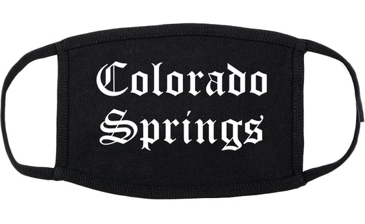 Colorado Springs Colorado CO Old English Cotton Face Mask Black
