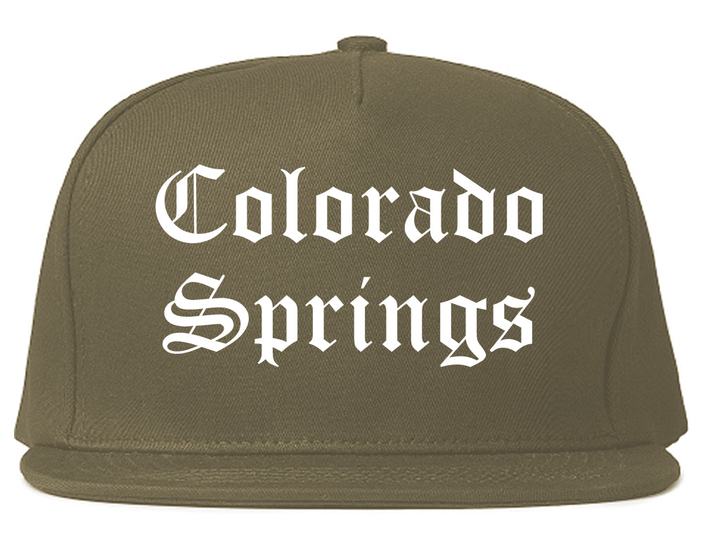 Colorado Springs Colorado CO Old English Mens Snapback Hat Grey