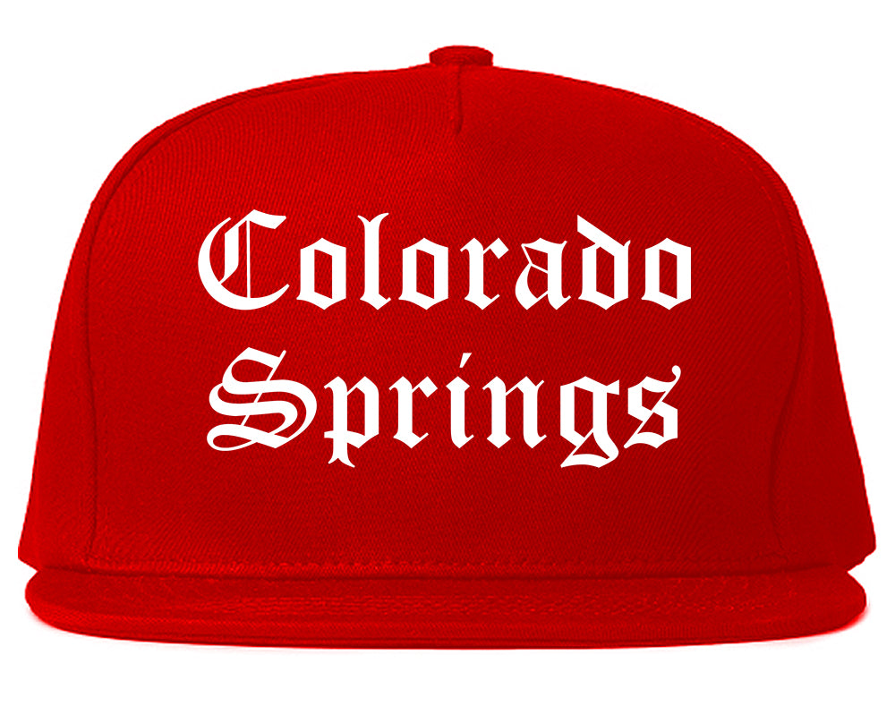 Colorado Springs Colorado CO Old English Mens Snapback Hat Red
