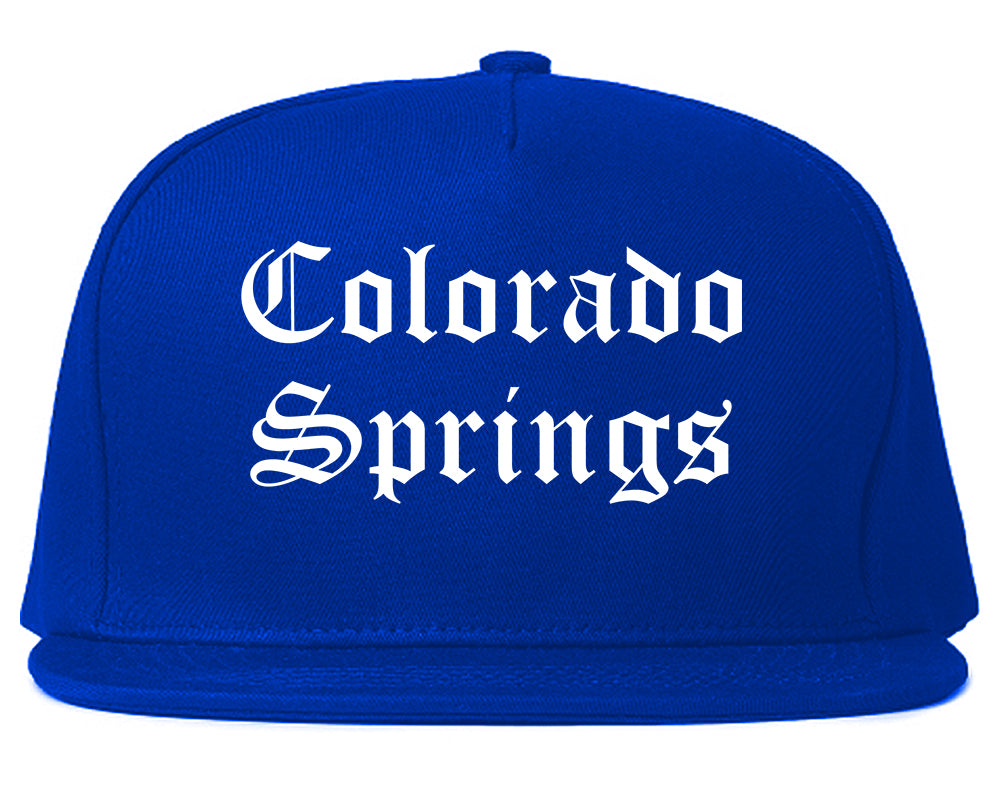Colorado Springs Colorado CO Old English Mens Snapback Hat Royal Blue