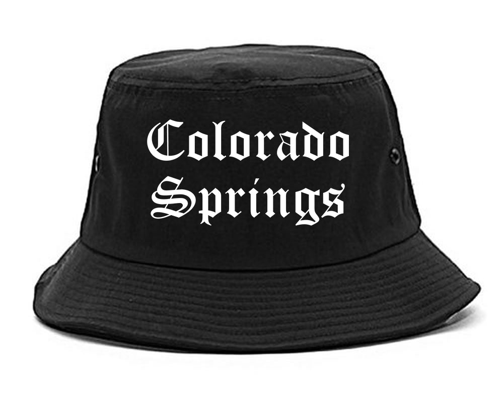 Colorado Springs Colorado CO Old English Mens Bucket Hat Black