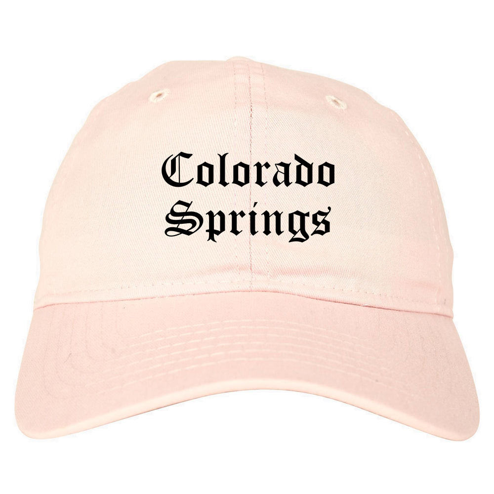 Colorado Springs Colorado CO Old English Mens Dad Hat Baseball Cap Pink
