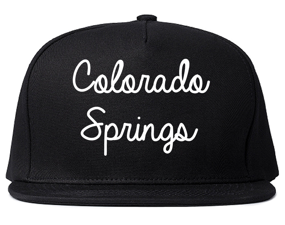 Colorado Springs Colorado CO Script Mens Snapback Hat Black