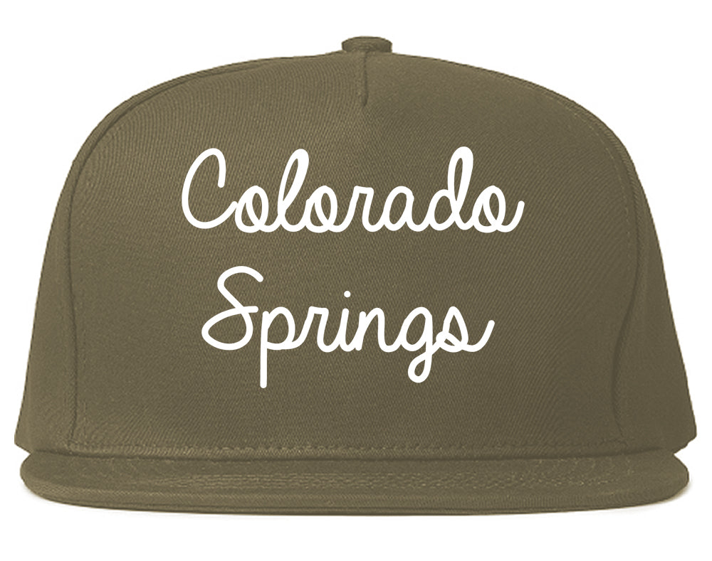 Colorado Springs Colorado CO Script Mens Snapback Hat Grey