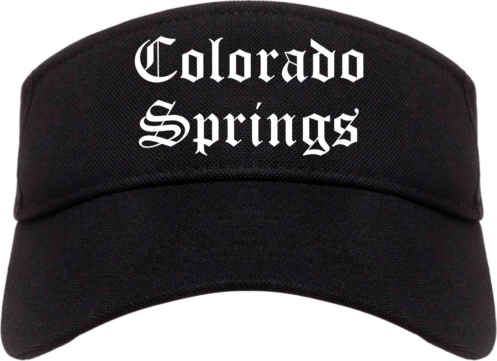 Colorado Springs Colorado CO Old English Mens Visor Cap Hat Black