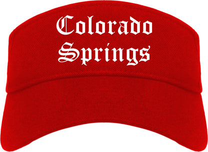 Colorado Springs Colorado CO Old English Mens Visor Cap Hat Red