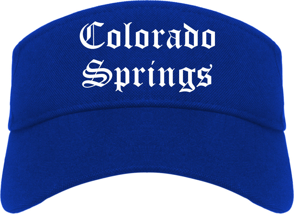 Colorado Springs Colorado CO Old English Mens Visor Cap Hat Royal Blue