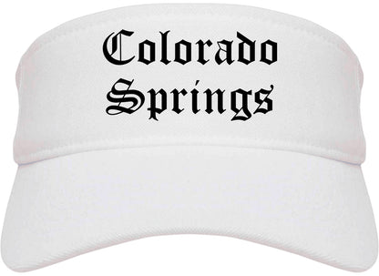 Colorado Springs Colorado CO Old English Mens Visor Cap Hat White