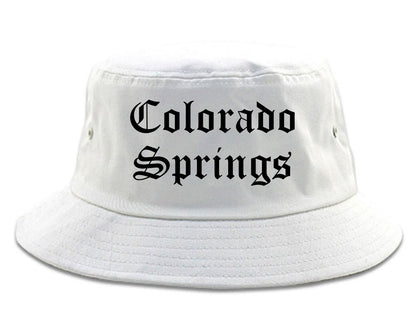Colorado Springs Colorado CO Old English Mens Bucket Hat White