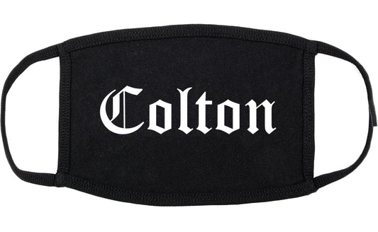 Colton California CA Old English Cotton Face Mask Black