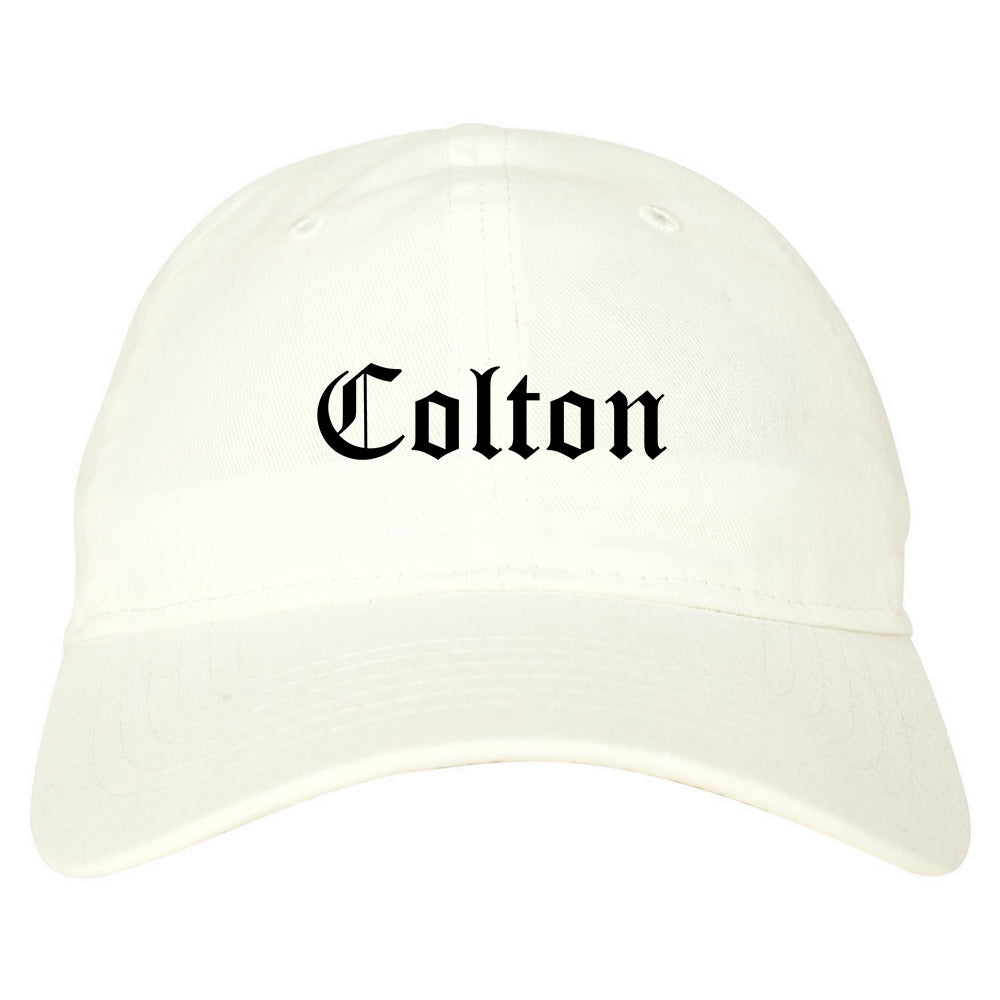 Colton California CA Old English Mens Dad Hat Baseball Cap White
