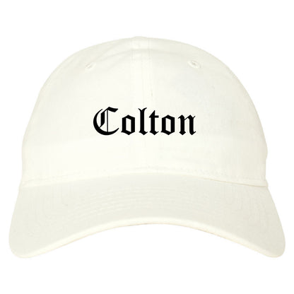 Colton California CA Old English Mens Dad Hat Baseball Cap White