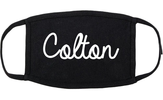 Colton California CA Script Cotton Face Mask Black