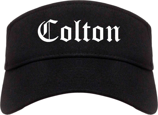 Colton California CA Old English Mens Visor Cap Hat Black