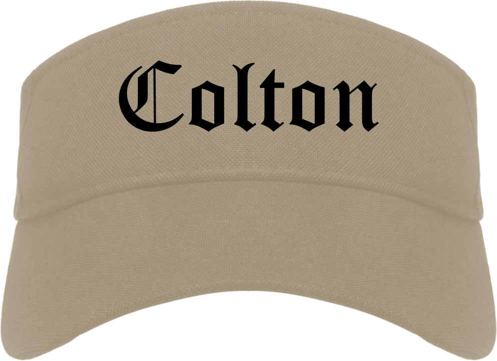 Colton California CA Old English Mens Visor Cap Hat Khaki