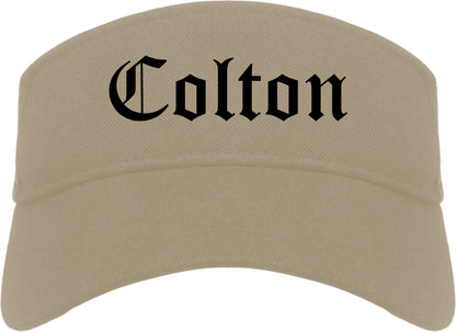 Colton California CA Old English Mens Visor Cap Hat Khaki