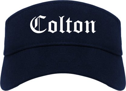 Colton California CA Old English Mens Visor Cap Hat Navy Blue