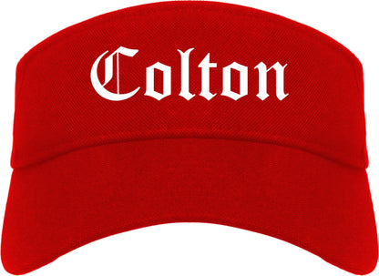 Colton California CA Old English Mens Visor Cap Hat Red