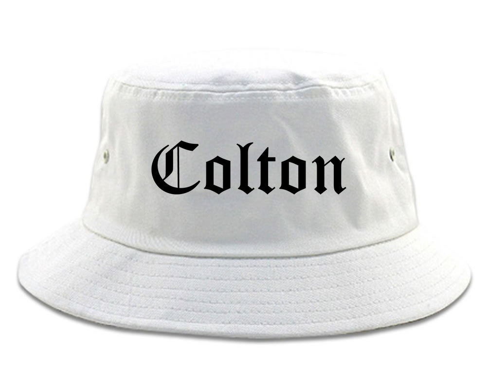 Colton California CA Old English Mens Bucket Hat White