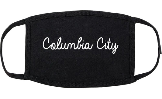 Columbia City Indiana IN Script Cotton Face Mask Black