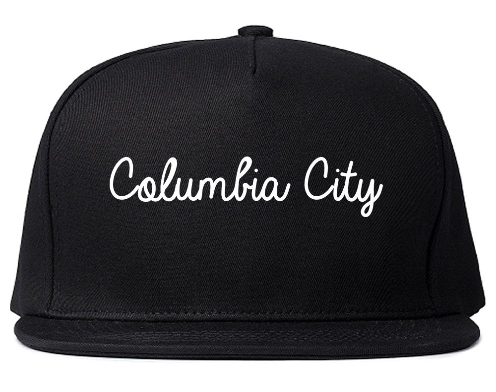 Columbia City Indiana IN Script Mens Snapback Hat Black