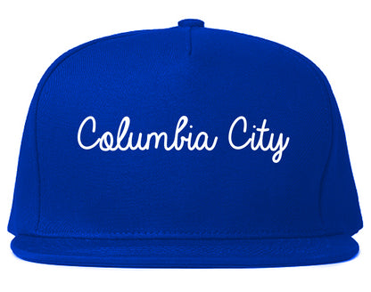 Columbia City Indiana IN Script Mens Snapback Hat Royal Blue