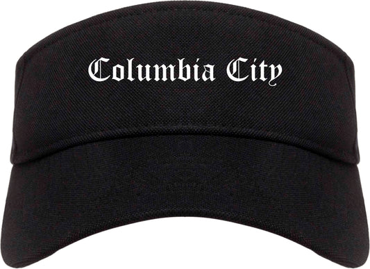 Columbia City Indiana IN Old English Mens Visor Cap Hat Black