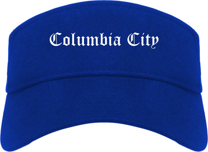 Columbia City Indiana IN Old English Mens Visor Cap Hat Royal Blue