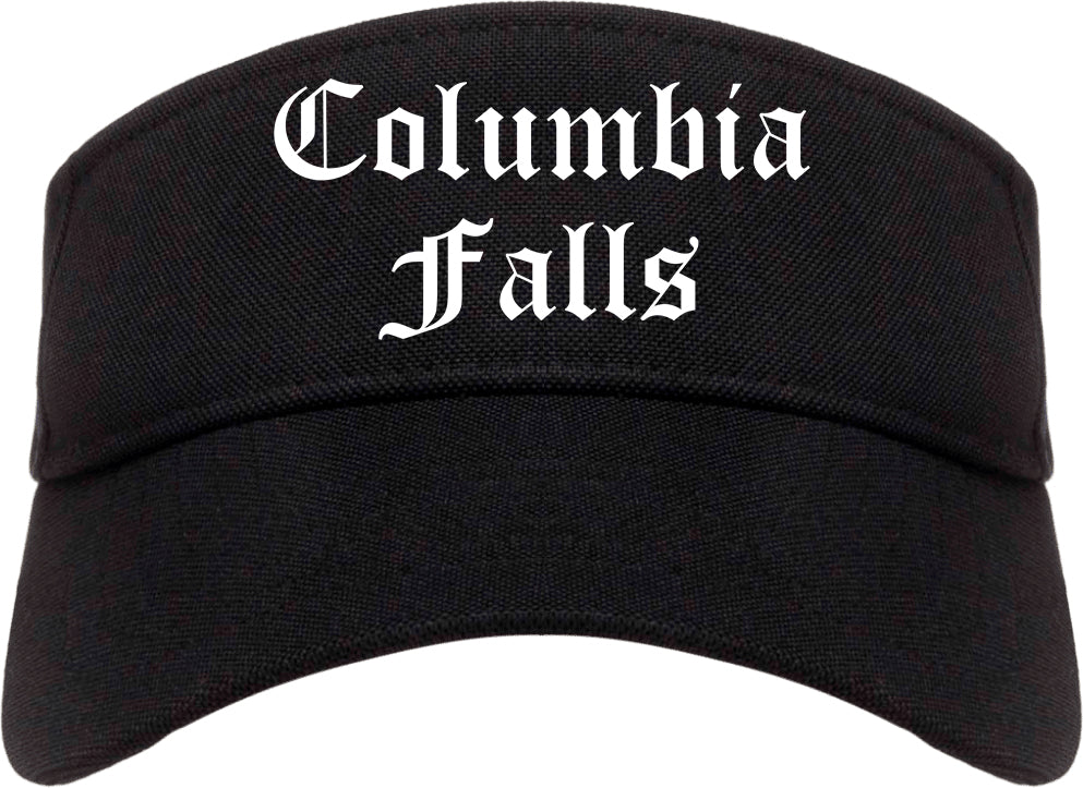 Columbia Falls Montana MT Old English Mens Visor Cap Hat Black